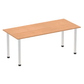Impulse 1800mm Straight Table Oak Top Brushed Aluminium Post Leg I003648 DD